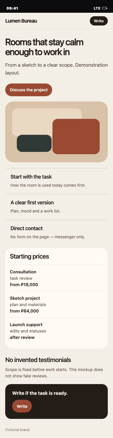 Mobile mockup of the same Lumen Bureau landing page.
